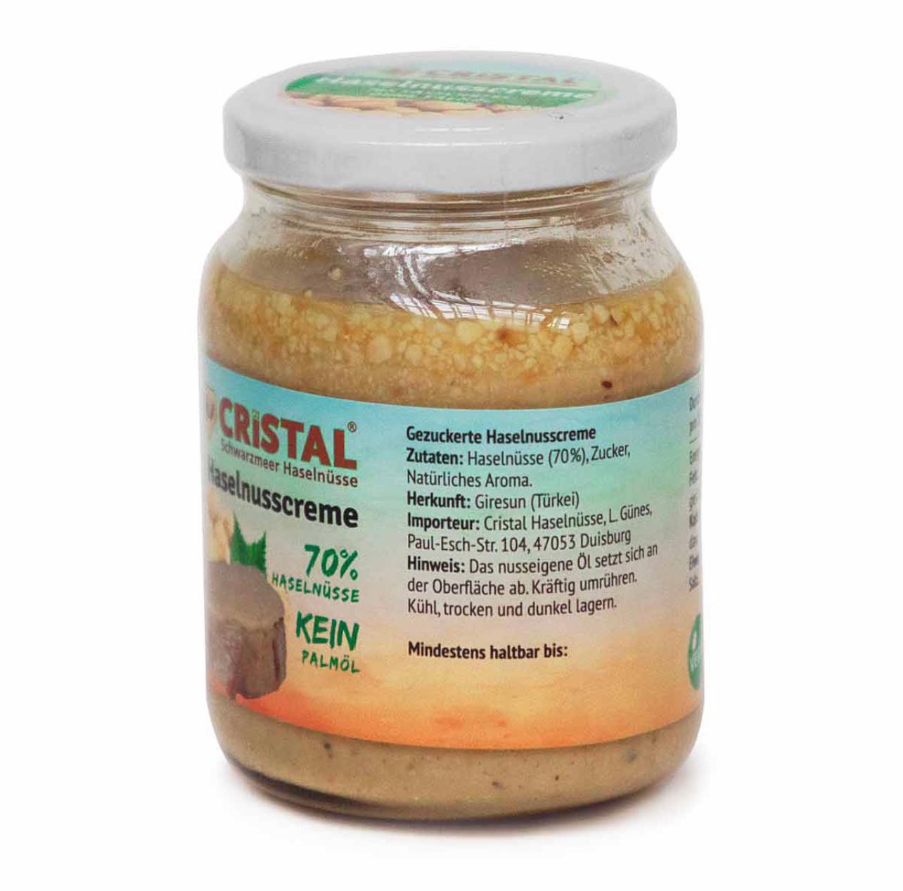 Produktbeschreibung der Haselnusscreme von Cristal Organics – 100% natürliche Zutaten